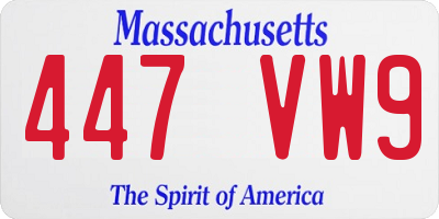 MA license plate 447VW9