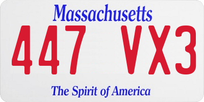 MA license plate 447VX3