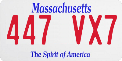 MA license plate 447VX7