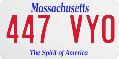 MA license plate 447VY0