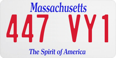 MA license plate 447VY1