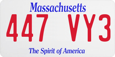 MA license plate 447VY3