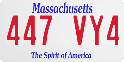 MA license plate 447VY4