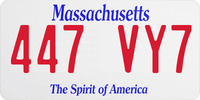 MA license plate 447VY7