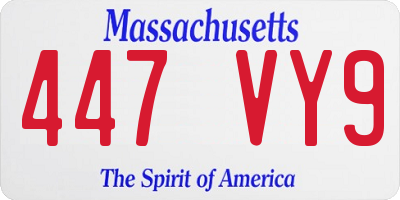 MA license plate 447VY9