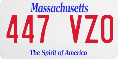 MA license plate 447VZ0