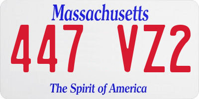 MA license plate 447VZ2