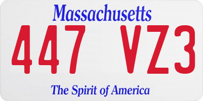 MA license plate 447VZ3