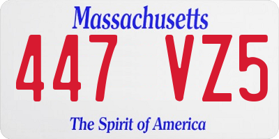 MA license plate 447VZ5