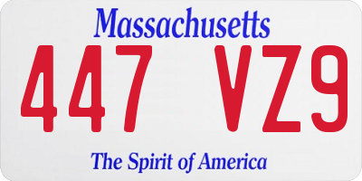 MA license plate 447VZ9