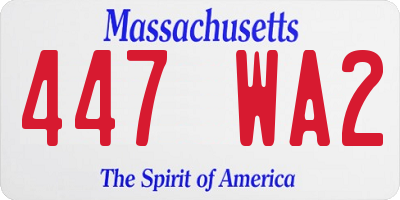 MA license plate 447WA2