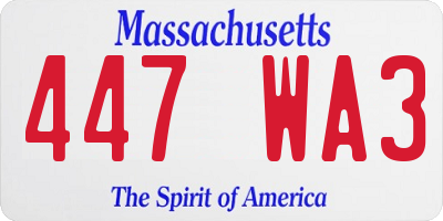 MA license plate 447WA3