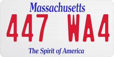 MA license plate 447WA4