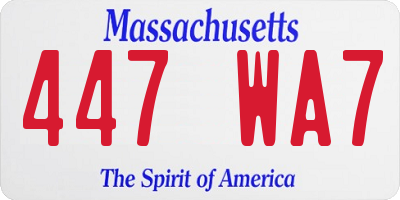 MA license plate 447WA7