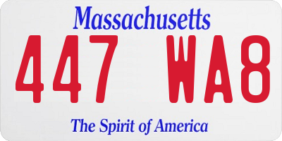 MA license plate 447WA8
