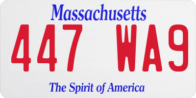 MA license plate 447WA9