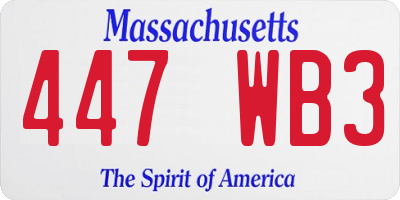MA license plate 447WB3