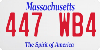 MA license plate 447WB4