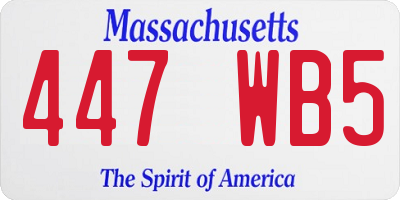 MA license plate 447WB5