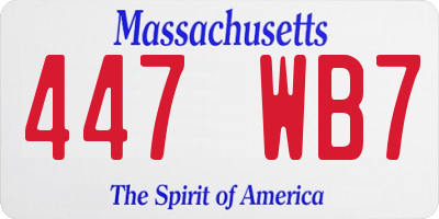 MA license plate 447WB7