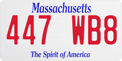 MA license plate 447WB8