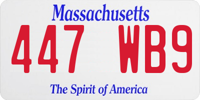 MA license plate 447WB9