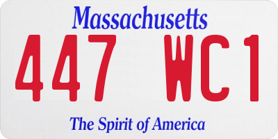 MA license plate 447WC1