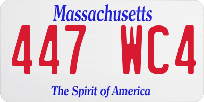 MA license plate 447WC4