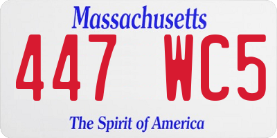 MA license plate 447WC5
