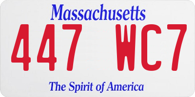 MA license plate 447WC7