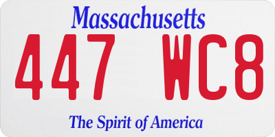 MA license plate 447WC8