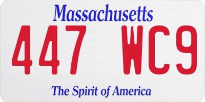 MA license plate 447WC9