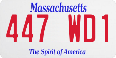 MA license plate 447WD1