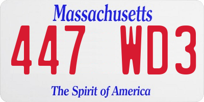 MA license plate 447WD3