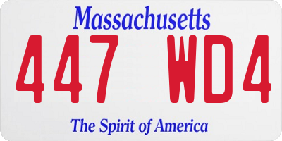 MA license plate 447WD4