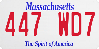 MA license plate 447WD7