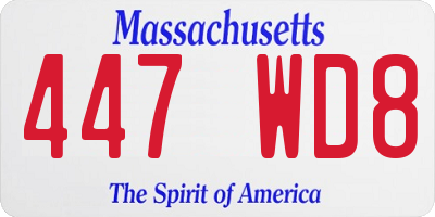MA license plate 447WD8