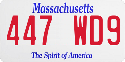 MA license plate 447WD9