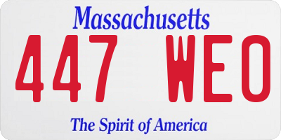MA license plate 447WE0