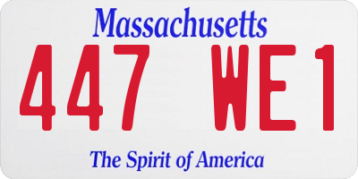 MA license plate 447WE1