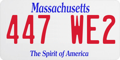 MA license plate 447WE2