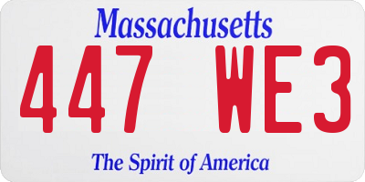 MA license plate 447WE3