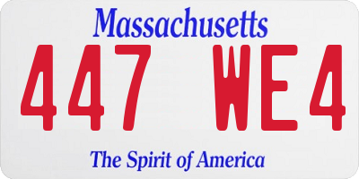 MA license plate 447WE4