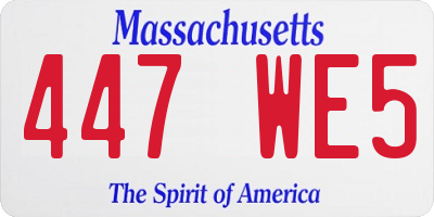 MA license plate 447WE5
