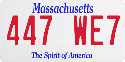 MA license plate 447WE7