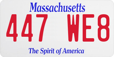 MA license plate 447WE8