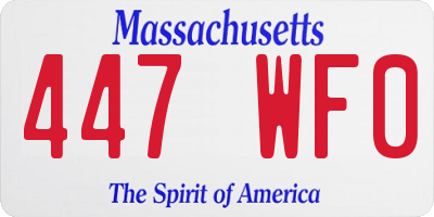 MA license plate 447WF0