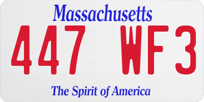 MA license plate 447WF3