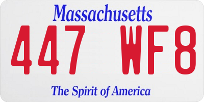 MA license plate 447WF8