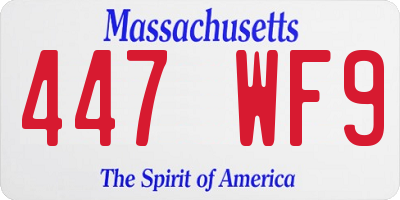 MA license plate 447WF9